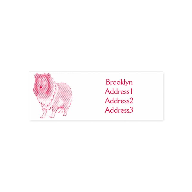 Rough collie dog cartoon illustration  self-inking stamp (Design)