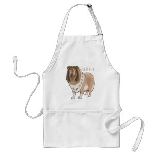Rough collie dog cartoon illustration standard apron