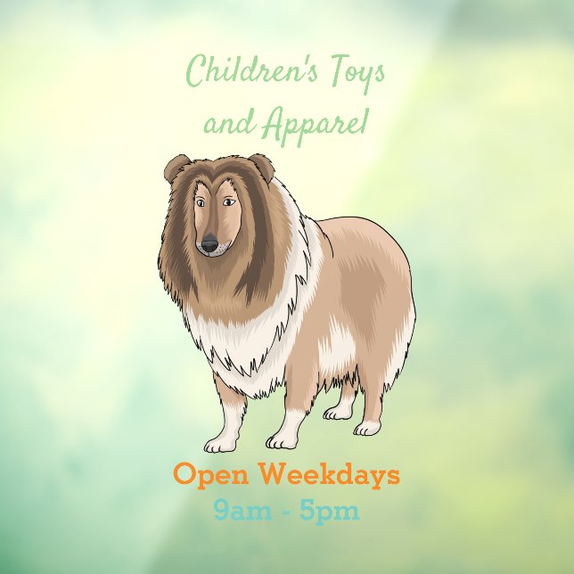 Rough collie dog cartoon illustration  window cling (Sheet 3)