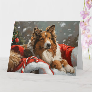 Rough Collie Dog Christmas Festive Card