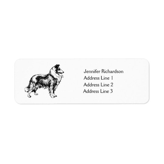 Rough Collie dog custom return address label