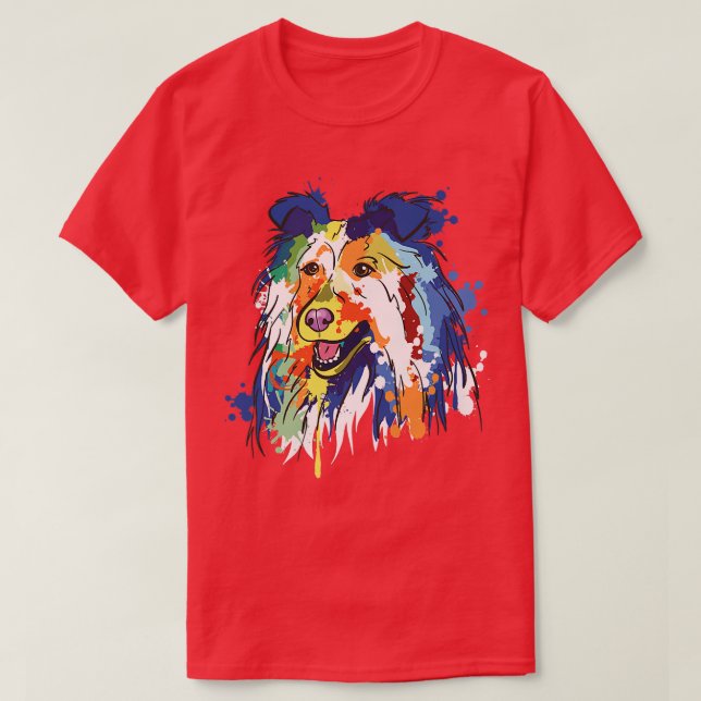 Rough Collie Dog Dog Lover Dog Owner Splash Art  T-Shirt (Design Front)