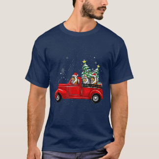Rough Collie Dog Driving Xmas Truck Christmas Tree T-Shirt