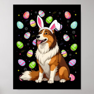 Rough Collie Dog Easter Egg Hunt Bunny Ear Easter Poster