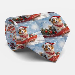 Rough Collie Dog in Sledge Let it Snow Christmas Tie