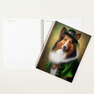 Rough Collie Dog in St. Patrick's Day Dress Planner