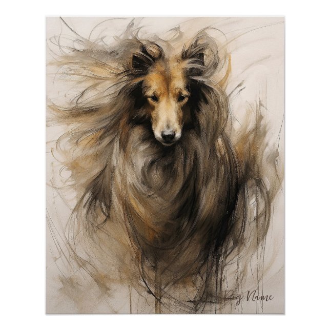 Rough Collie Dog in the wind 004 - Yacobsen Derosa Poster (Front)