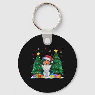 Rough Collie Dog Lovers Santa Hat Ugly Christmas S Key Ring