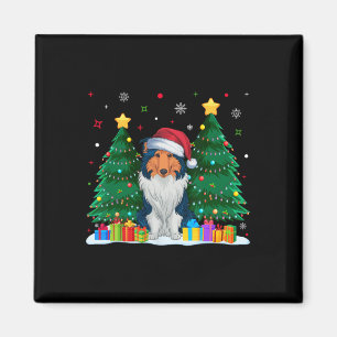 Rough Collie Dog Lovers Santa Hat Ugly Christmas S Magnet