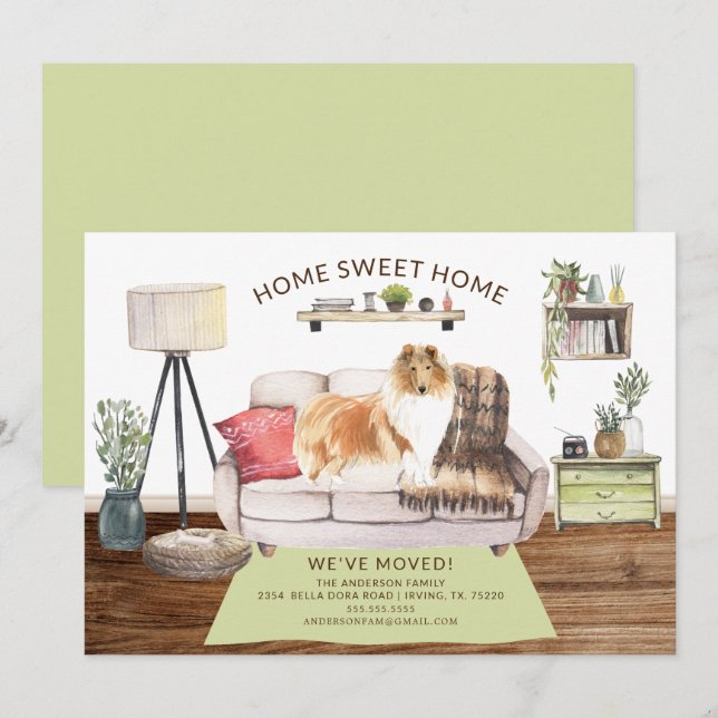 Rough Collie Dog Moving Announcement (Front/Back)