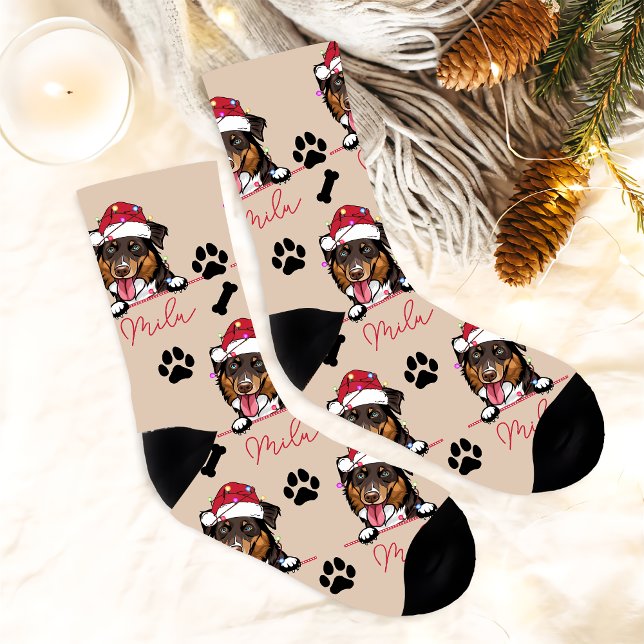 Rough Collie Dog Personalised Christmas Gift Socks (Creator Uploaded)