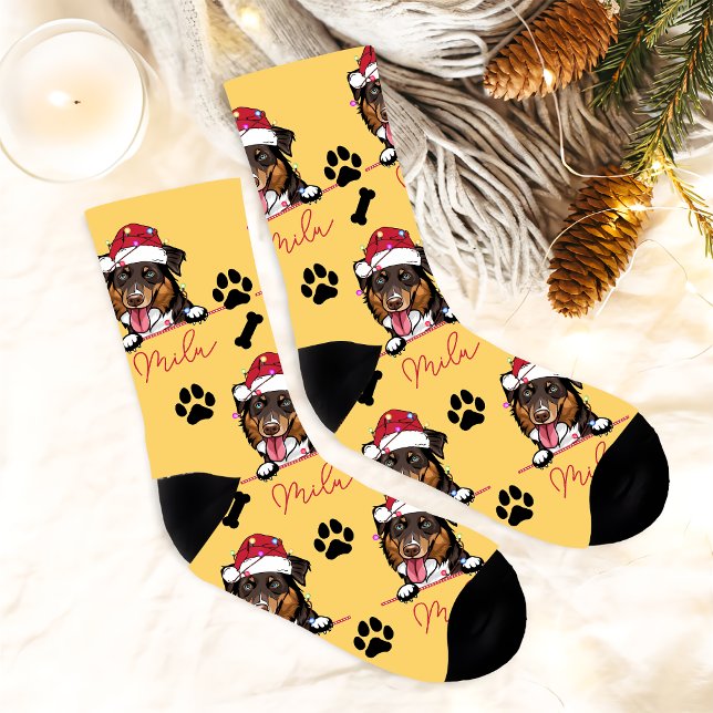 Rough Collie Dog Personalised Christmas Gift Socks (Creator Uploaded)