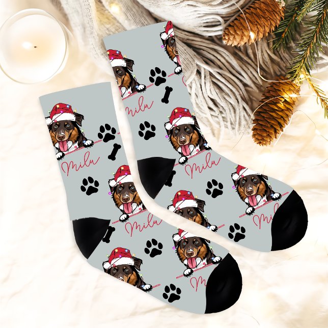 Rough Collie Dog Personalised Christmas Gift Socks (Creator Uploaded)