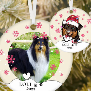 Rough Collie Dog Personalised Hand Drawing Ceramic Tree Decoration