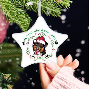 Rough Collie Dog Personalized Christmas Gift Ceramic Tree Decoration