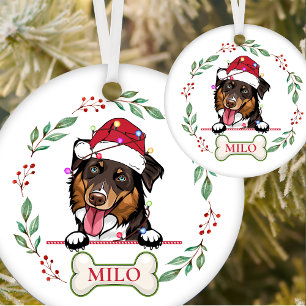 Rough Collie Dog Personalized Christmas Gift Ceramic Tree Decoration