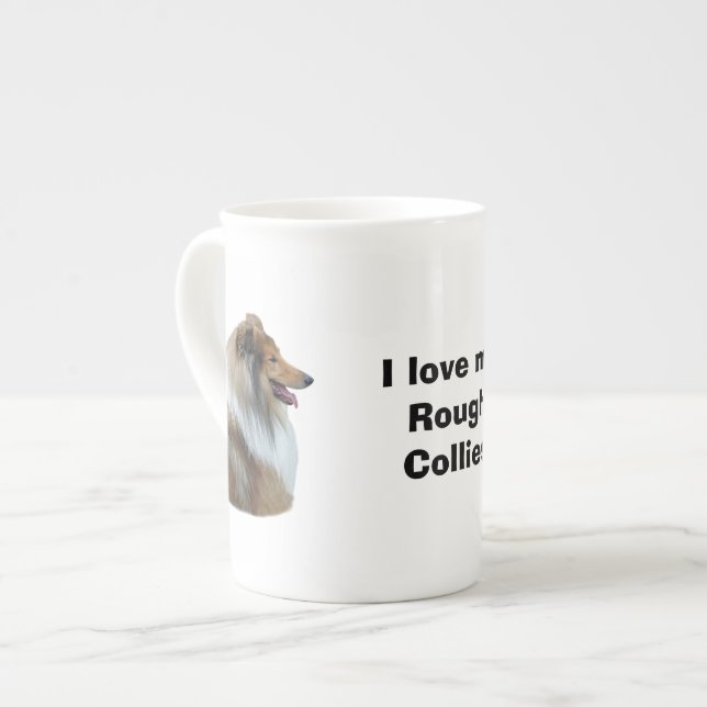 Rough Collie dog portrait photo Bone China Mug (Front Left)