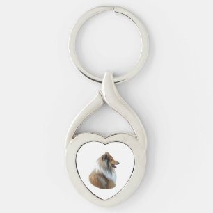 Rough Collie dog portrait photo Key Ring