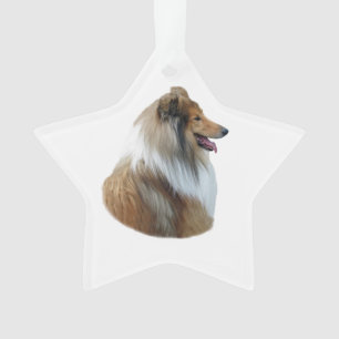 Rough Collie dog portrait photo Ornament