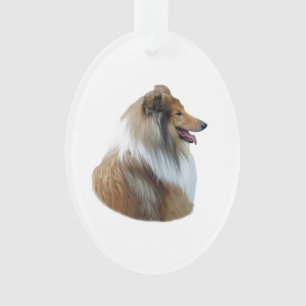 Rough Collie dog portrait photo Ornament