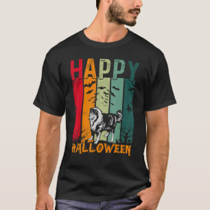 Rough Collie Dog   Retro Style Halloween Dinner Pa T-Shirt