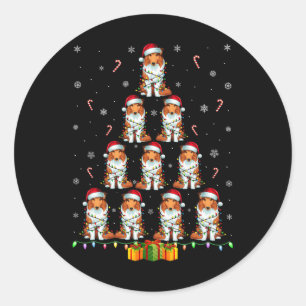Rough Collie Dog Santa Hat Xmas Lights Christmas T Classic Round Sticker