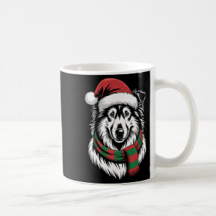 Rough Collie Dog Xmas Santa Hat Scarf Christmas Co Coffee Mug