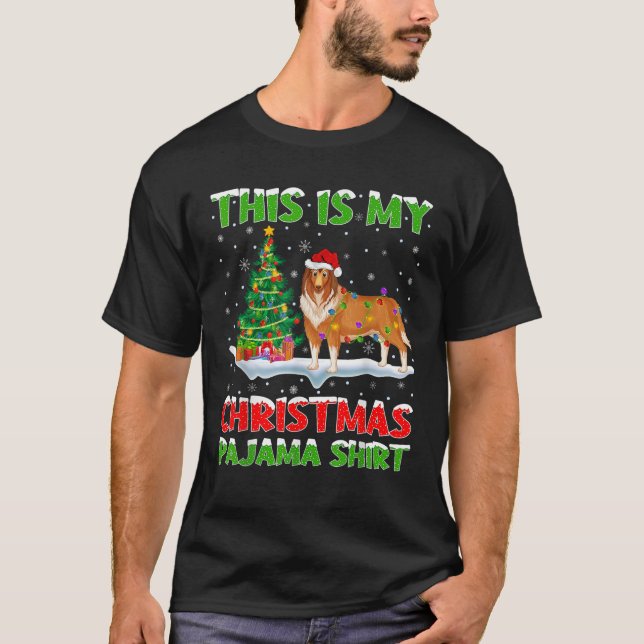 Rough Collie Dog Xmas Tree Light This Is My Christ T-Shirt (Front)