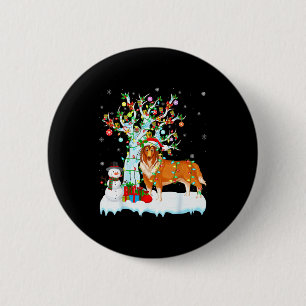 Rough Collie Dog Xmas Tree Lighting Rough Collie C 6 Cm Round Badge
