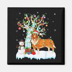 Rough Collie Dog Xmas Tree Lighting Rough Collie C Magnet