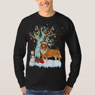 Rough Collie Dog Xmas Tree Lighting Rough Collie C T-Shirt