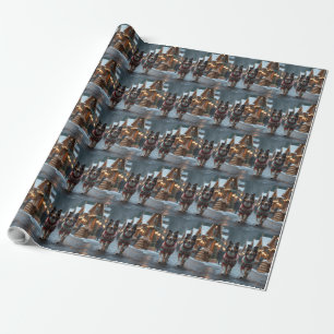 Rough Collie Dogs Christmas Snow Holiday Wrapping Paper