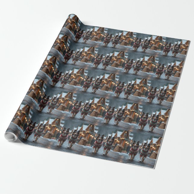 Rough Collie Dogs Christmas Snow Holiday Wrapping Paper (Unrolled)