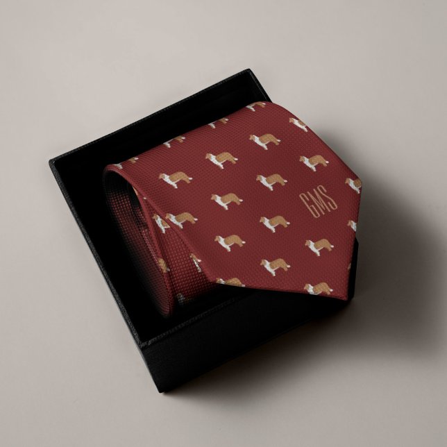 Rough Collie Dogs Pattern Monogrammed Tie (Creator Uploaded)