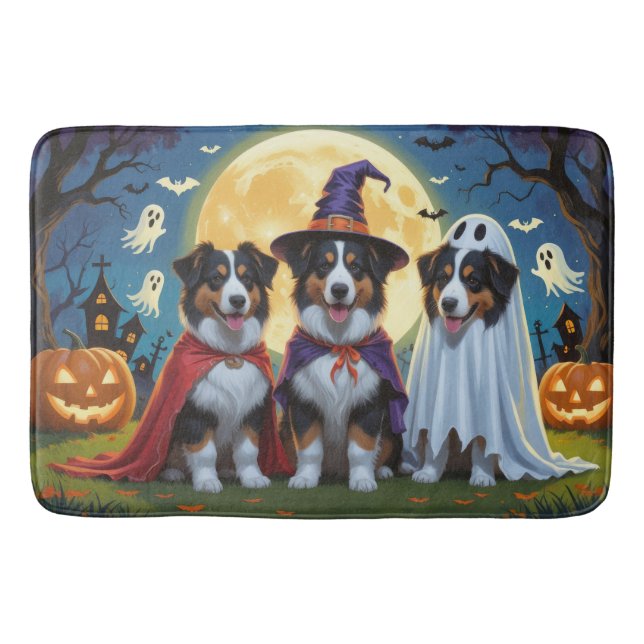 Rough Collie Dogs Pumpkin Halloween Funny Bath Mat (Front)