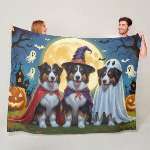Rough Collie Dogs Pumpkin Halloween Funny Fleece Blanket