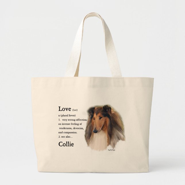 Rough Collie Gifts Large Tote Bag (Front)