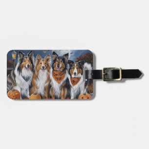 Rough Collie Halloween Spooky Luggage Tag