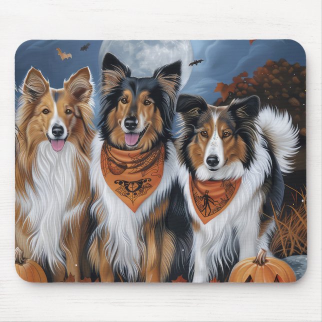 Rough Collie Halloween Spooky Mouse Mat (Front)