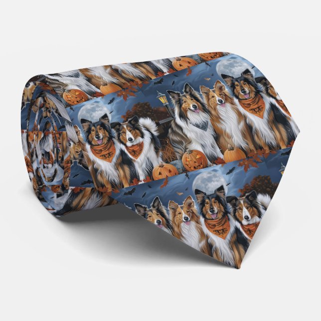 Rough Collie Halloween Spooky Tie (Rolled)