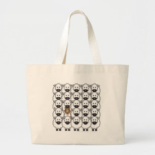 Rough Collie in the Sheep Large Tote Bag