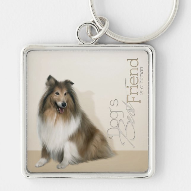 Rough Collie Keychain (Front)