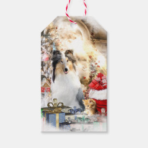Rough Collie & Kitten, To/From Var. - Christmas Gift Tags
