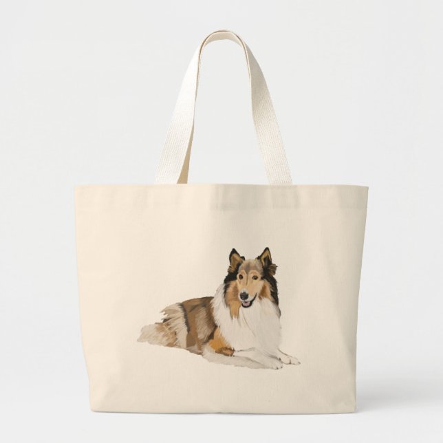 Rough Collie Large Tote Bag (Front)