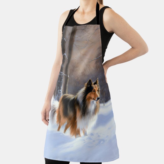 Rough Collie Let It Snow Christmas Apron (Insitu)