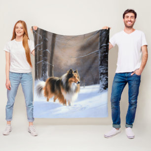 Rough Collie Let It Snow Christmas Fleece Blanket