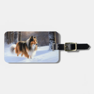 Rough Collie Let It Snow Christmas Luggage Tag