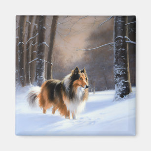 Rough Collie Let It Snow Christmas Magnet