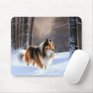Rough Collie Let It Snow Christmas Mouse Mat
