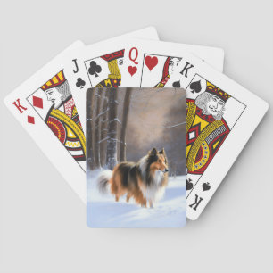Rough Collie Let It Snow Christmas Playing Cards